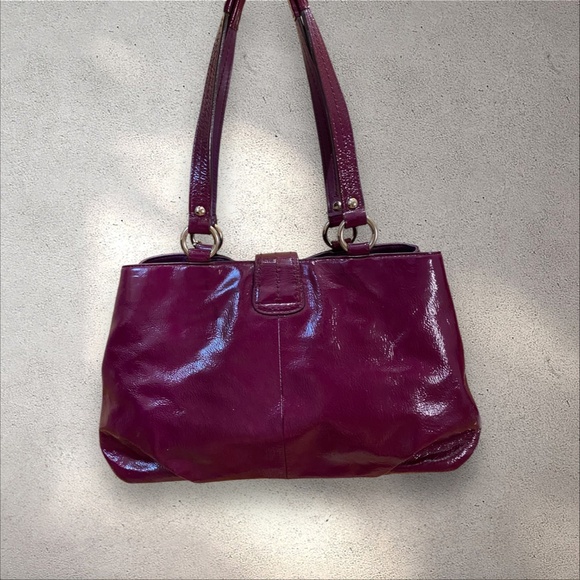 Vintage Coach Deep Purple Patent Leather Caryall Shoulder Bag - Picture 2 of 6